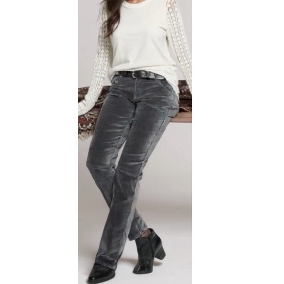 Garnet Hill Gray Straight Leg Corduroy Pants Womens Size 10P Effortless Chic - Picture 1 of 12